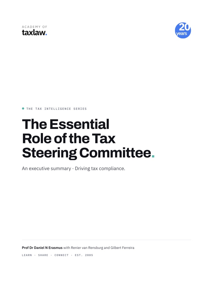 The Essential Role of the Tax Steering Committee — book cover